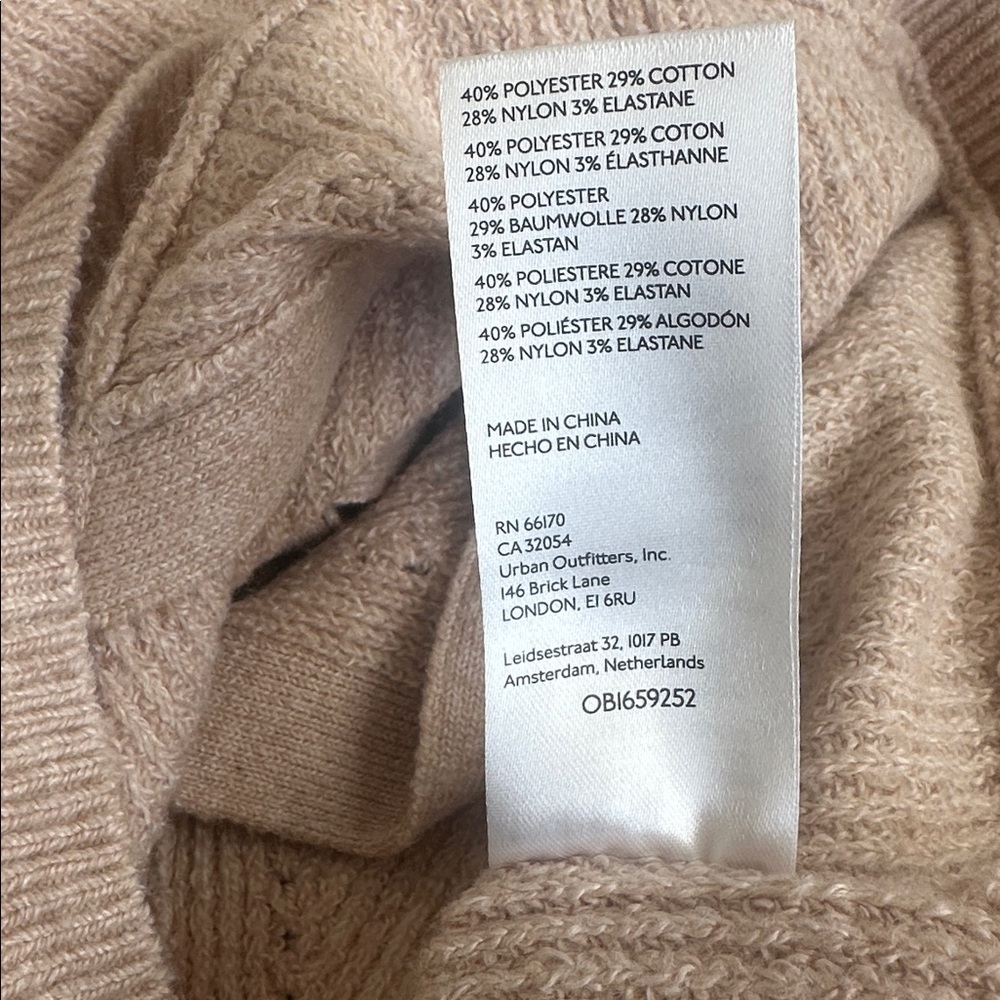 By Anthropologie Women’s Faux Wrap Sweater Medium Beige Ribbed Knit Long Sleeve - Picture 11 of 11